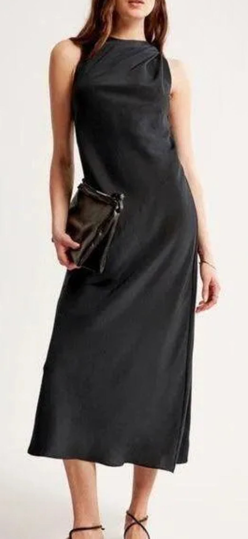 Abercrombie High Neck Gathered Midi Dress (XXS)