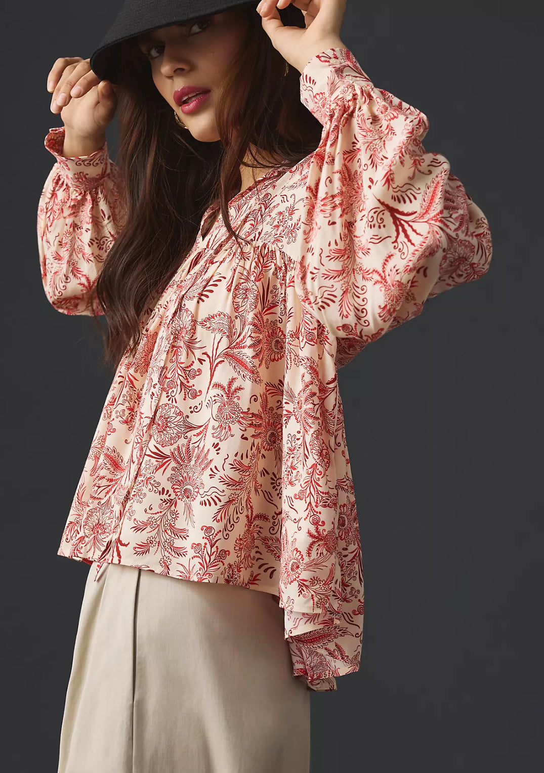 Anthropologie Tie Front Peasant Blouse (S)