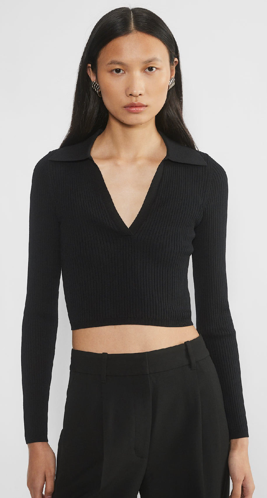 Aritzia Babaton Sculpt Knit Polo Longsleeve (M)