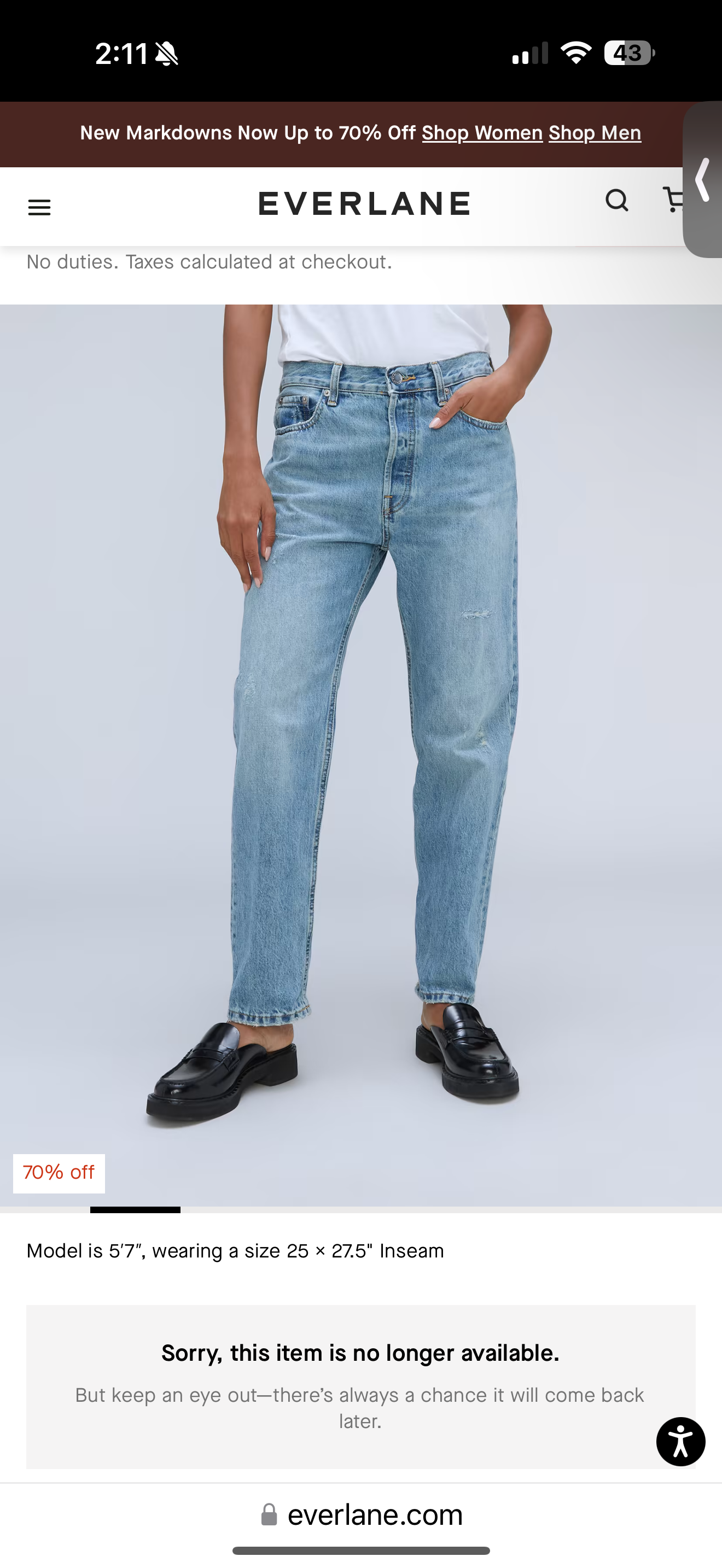 Everlane Rigid Slouch Relaxed HR Jeans (33x27)