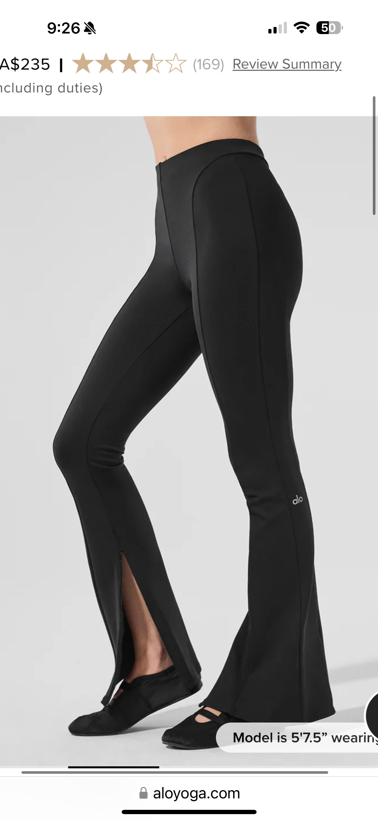 Alo Yoga Zip It Flare Legging 28” (L)