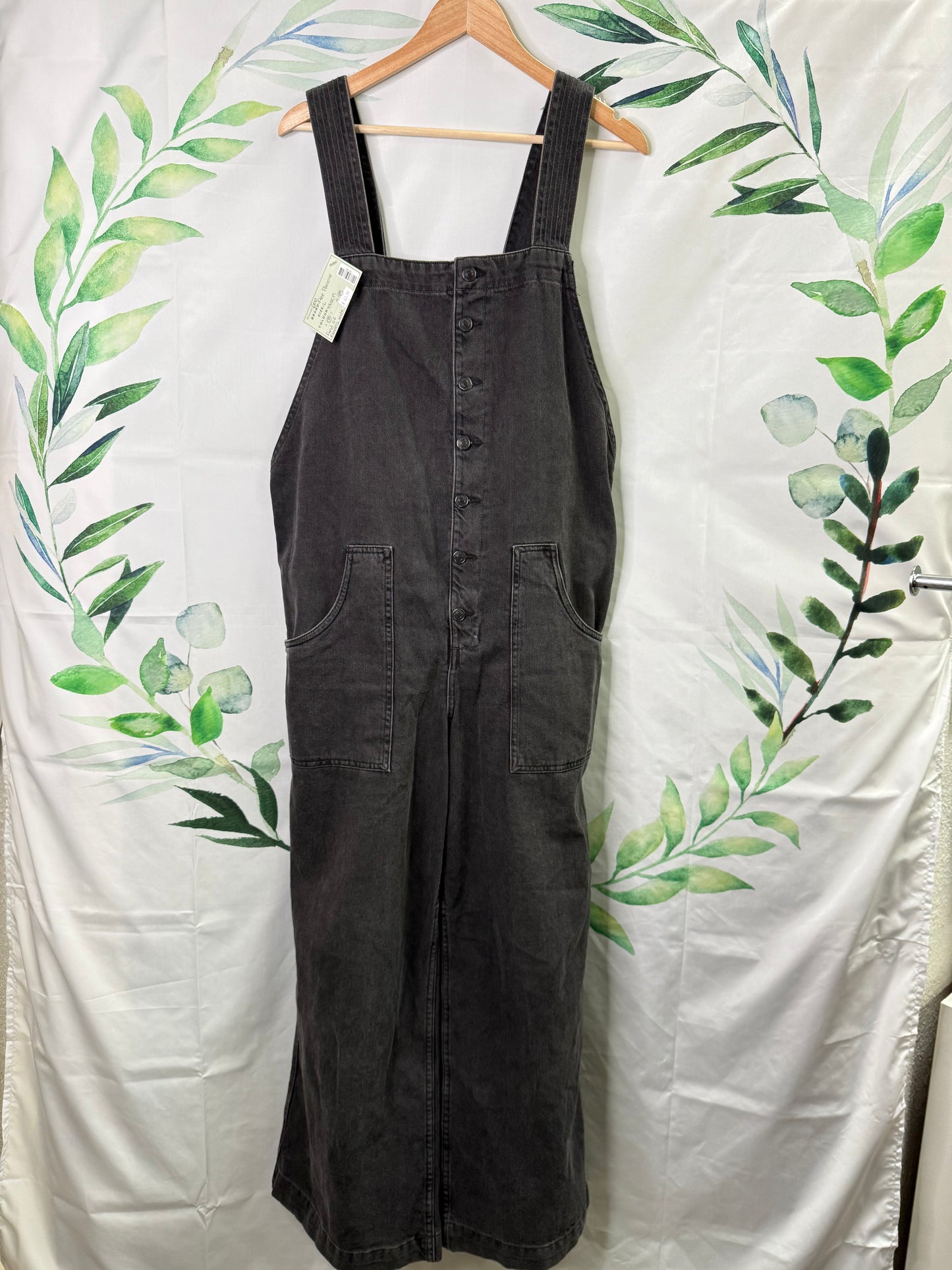 Free People Field Of Flowers Wide Leg Denim Overalls (L)