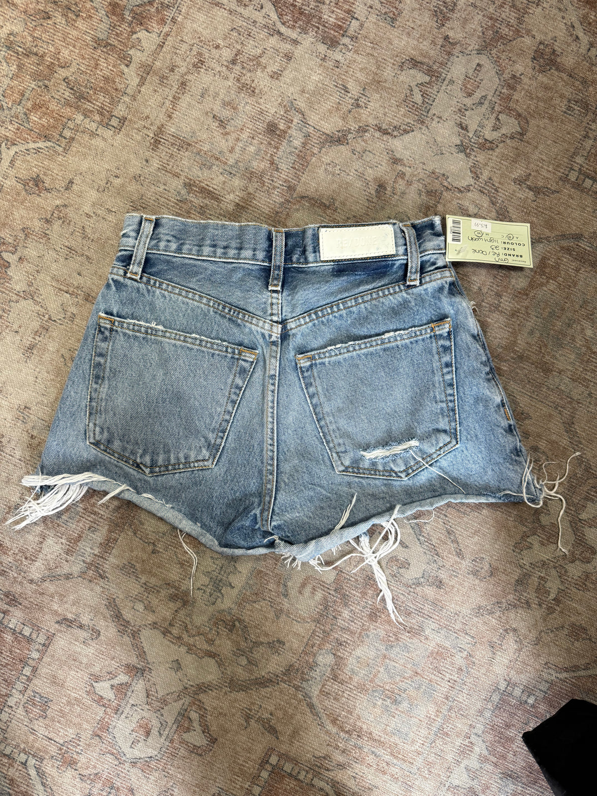 Re/Done Frayed Denim Shorts (23) oo*