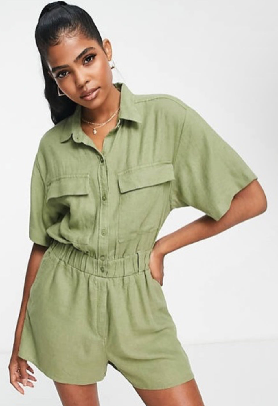 Abercrombie Linen Loose Fit Romper (M)