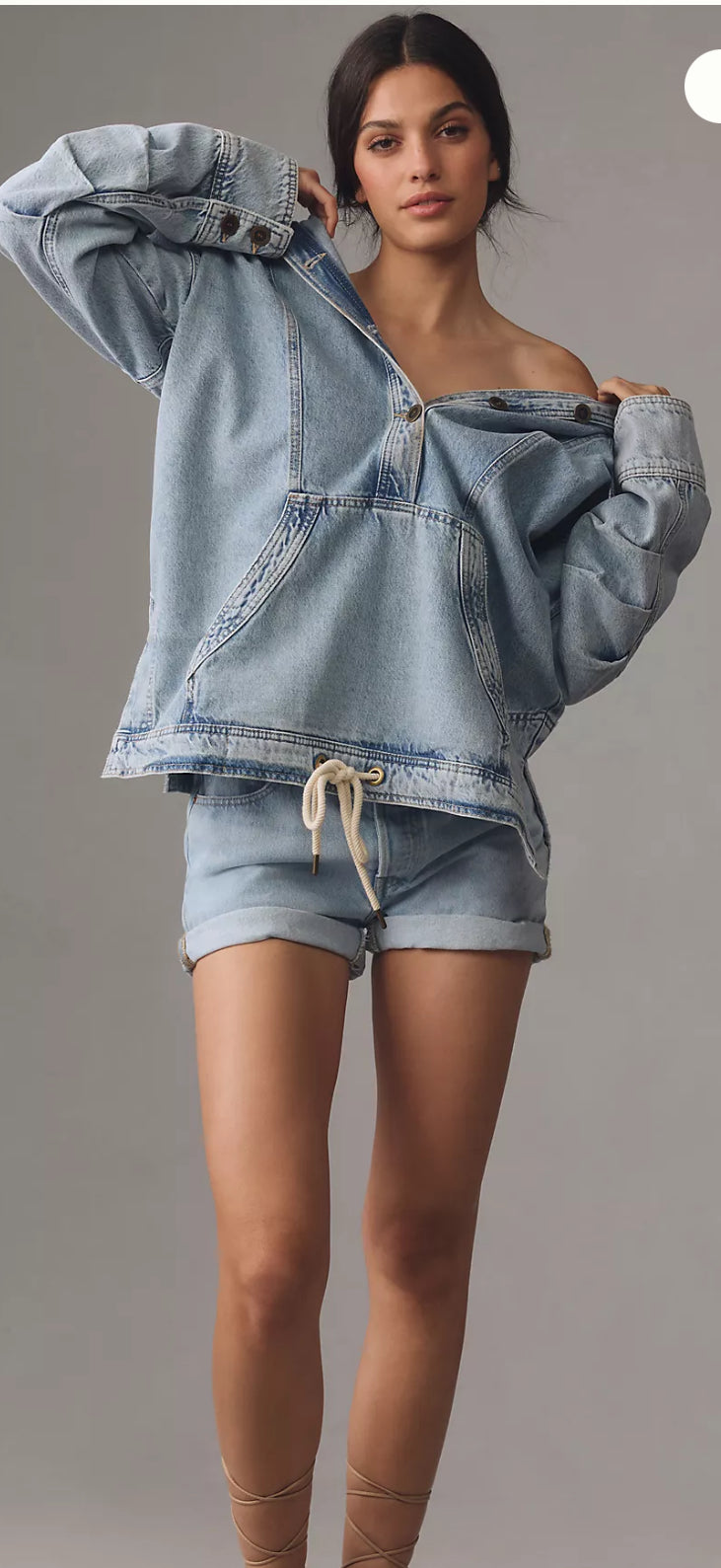 Anthropologie Pilcro Denim Popover Oversized Hoodie (XXS/XS)