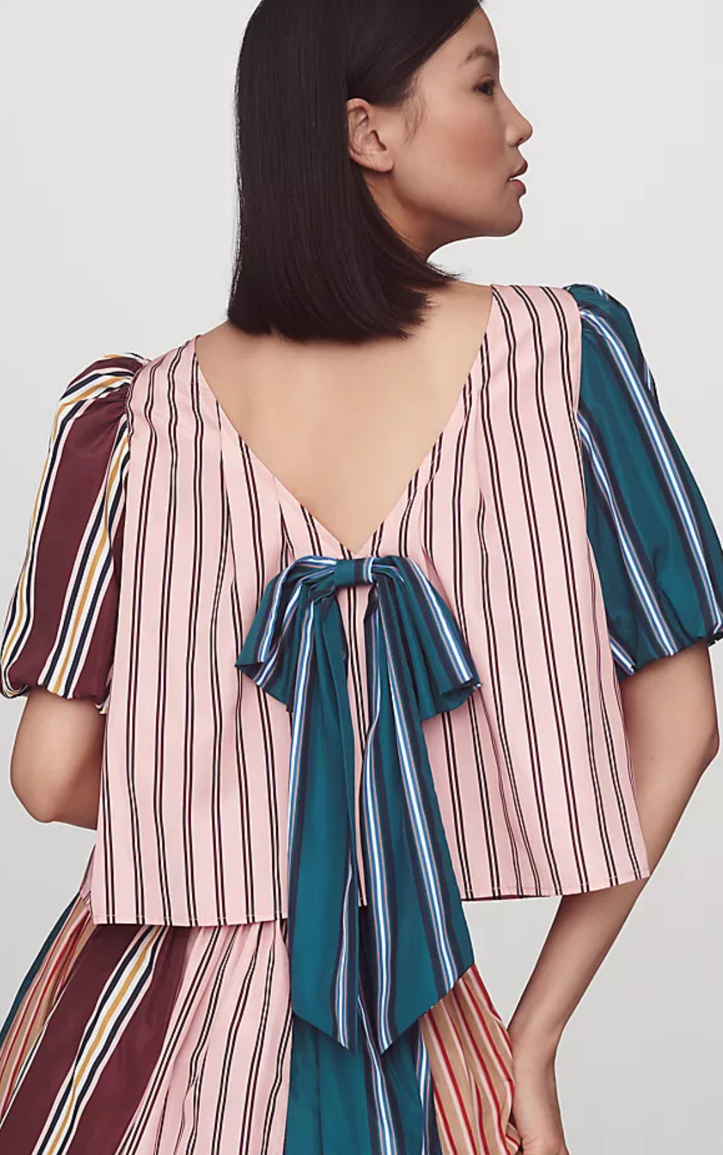 Anthropologie Maeve Taffeta Bow Swing Blouse (M)