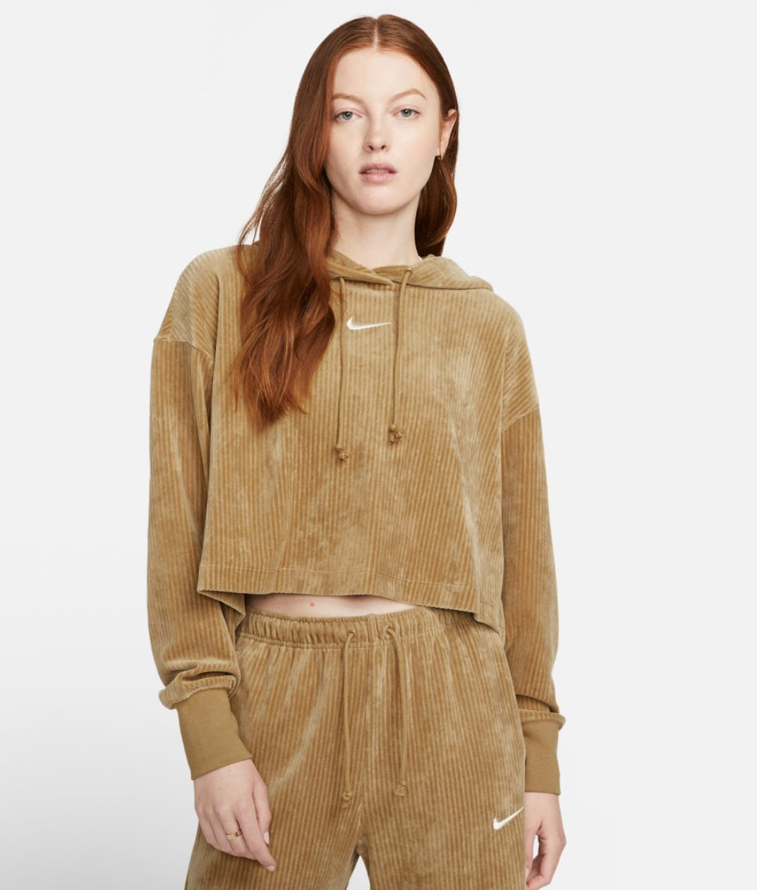 Nike Velour Mod Crop Pullover Hoodie (M)