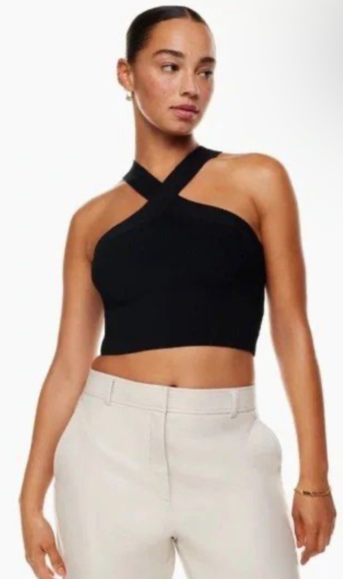 Aritzia Babaton Sculpt Knit Criss Cross Crop Tank (M)
