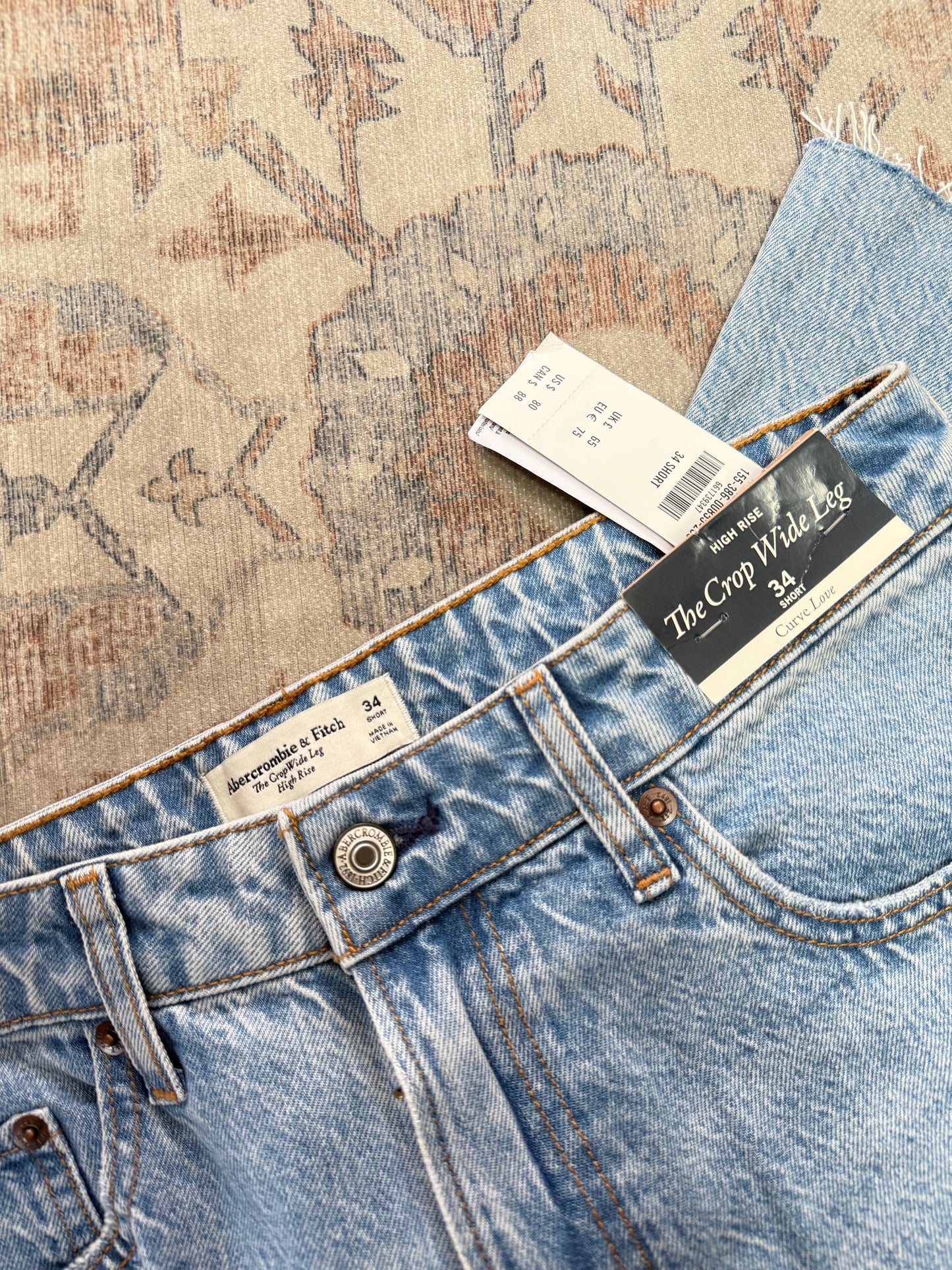 Abercrombie Crop Wide Leg HR Jeans (34x24)