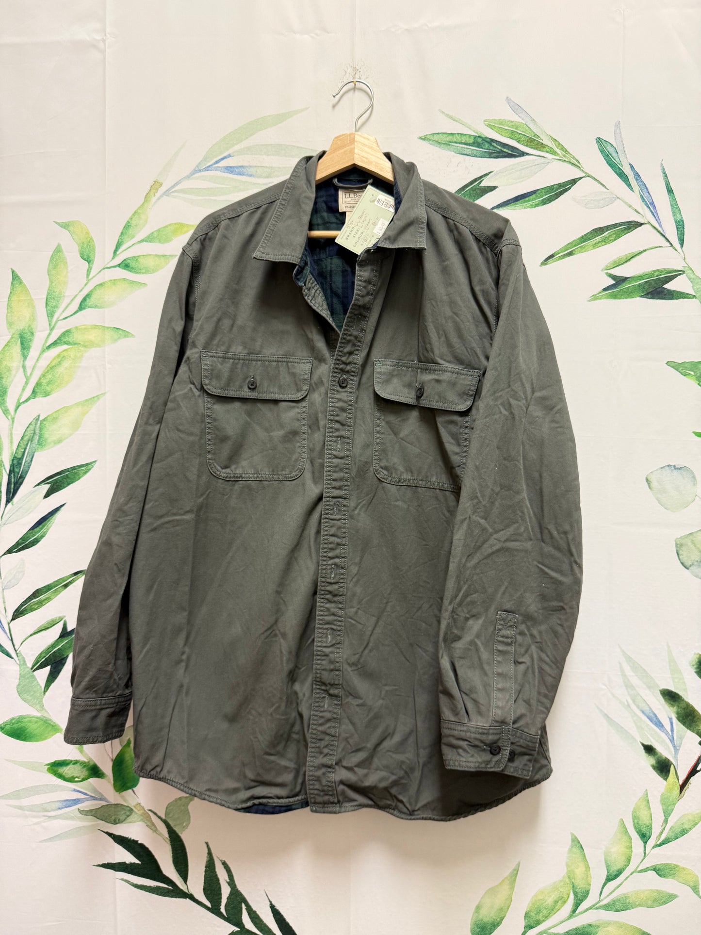 LL Bean Flannel Lined Hurricane Shirt Jacket (L Tall)