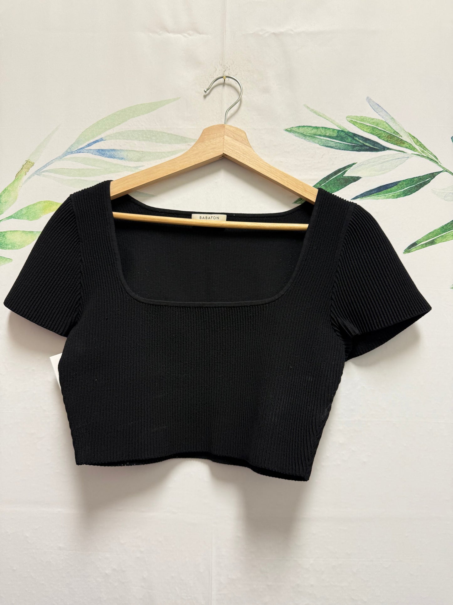 Aritzia Babaton Sculpt Knit Squareneck Crop Tee (L)
