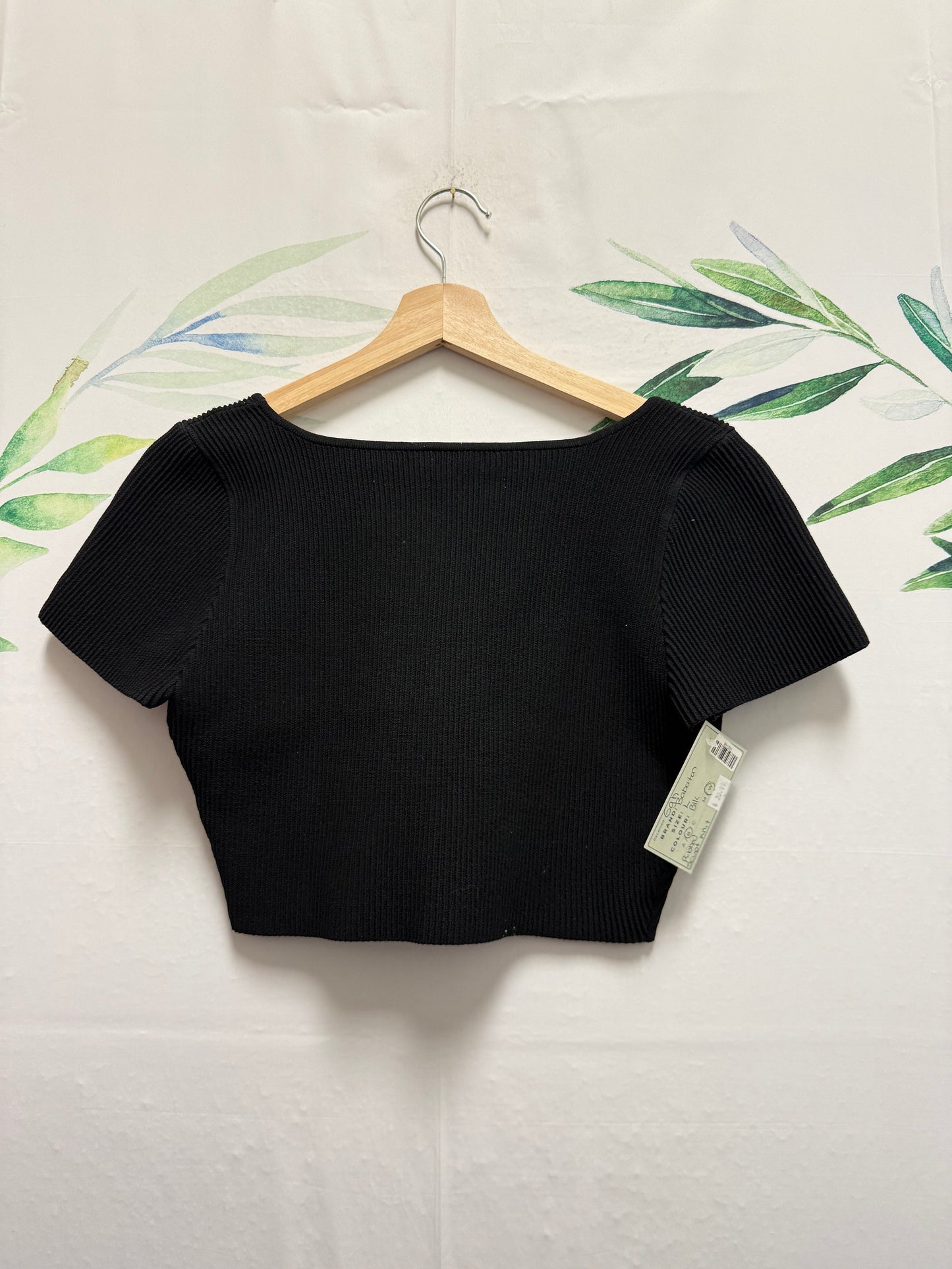 Aritzia Babaton Sculpt Knit Squareneck Crop Tee (L)