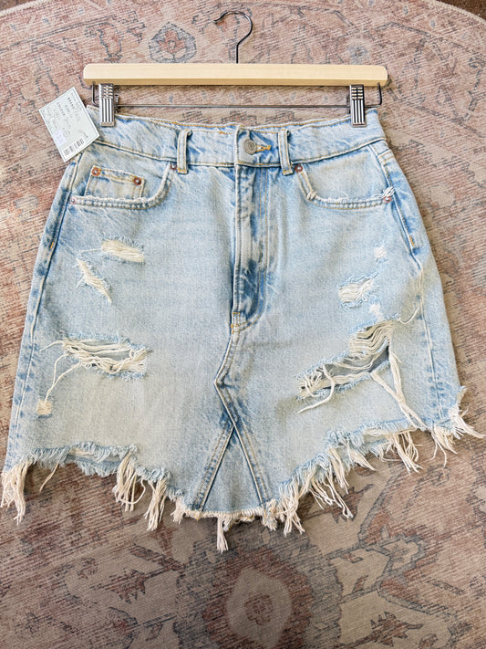 Anthropologie Pilcro Frayed Denim Mini Skirt (4)