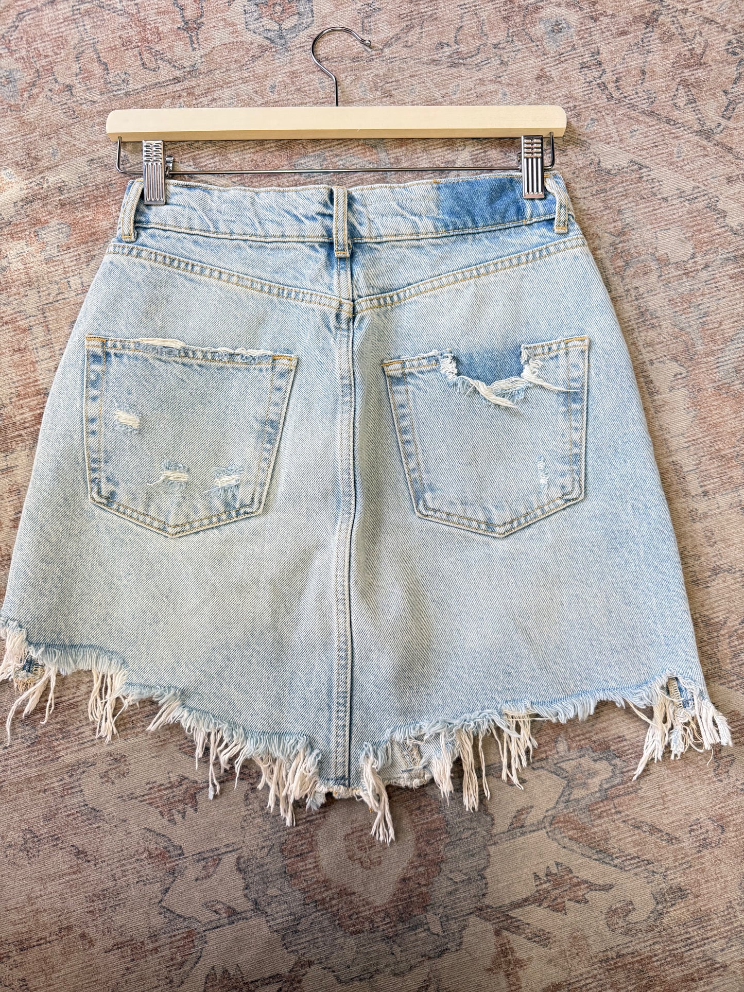 Anthropologie Pilcro Frayed Denim Mini Skirt (4)