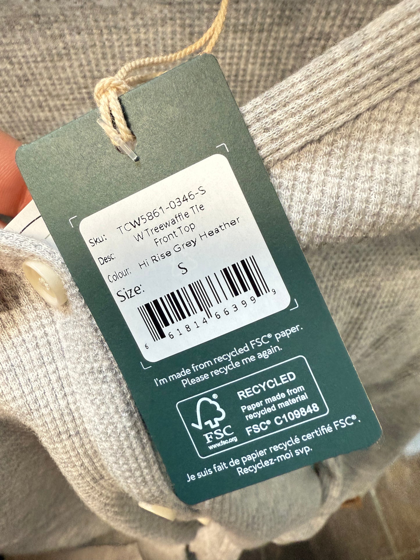 TenTree Treewaffle Tie Front Longsleeve (S)