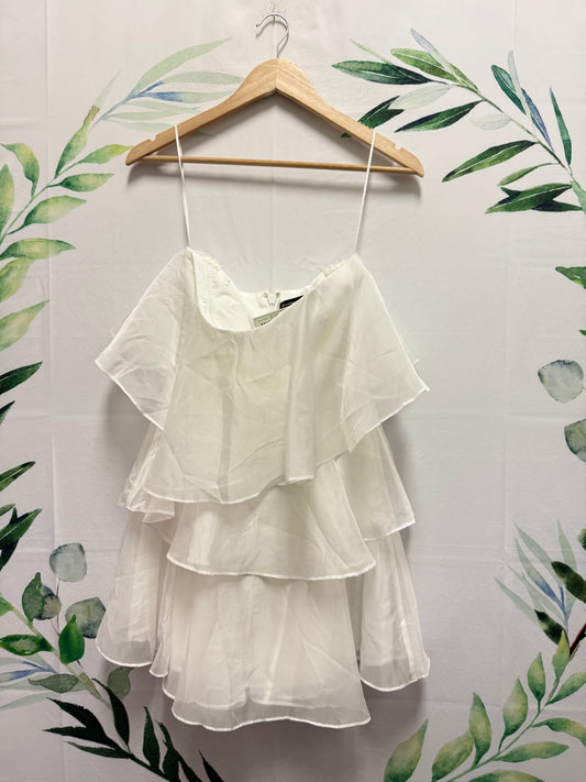 Abercrombie Organza Tiered Strapless Mini Dress (S)