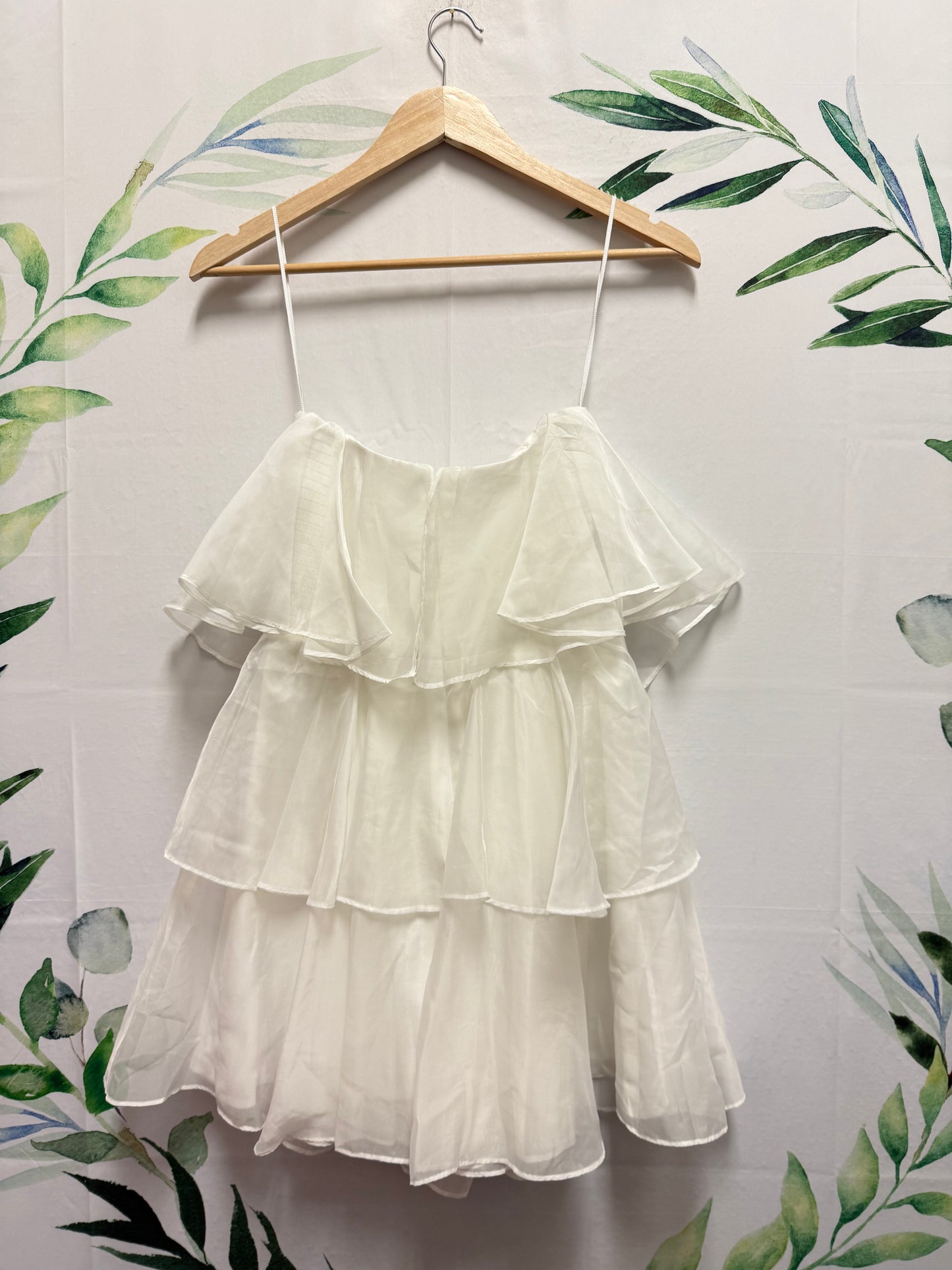 Abercrombie Organza Tiered Strapless Mini Dress (S)