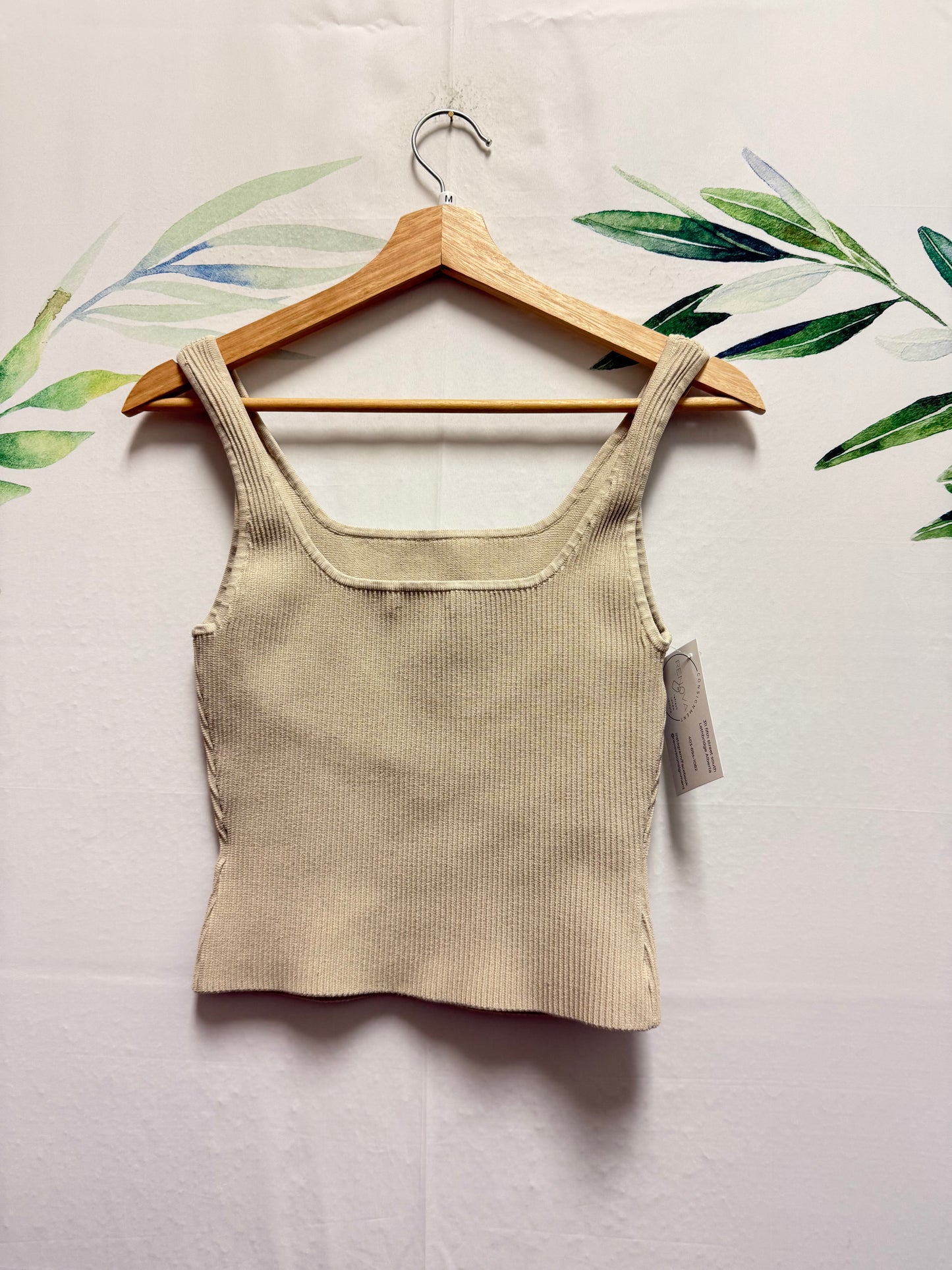 Aritzia Babaton Sculpt Knit Squareneck Waist Tank (M)