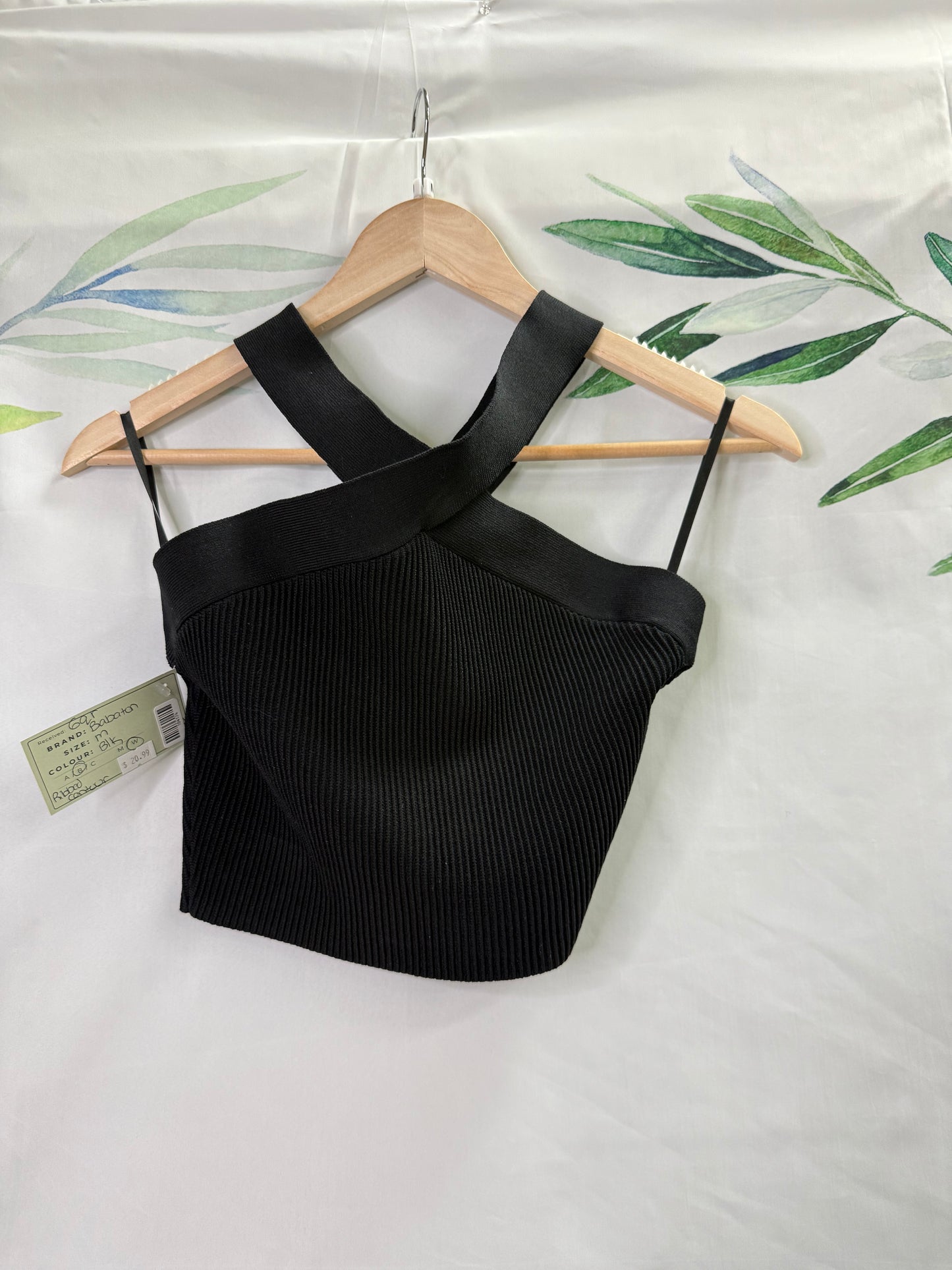 Aritzia Babaton Sculpt Knit Criss Cross Crop Tank (M)