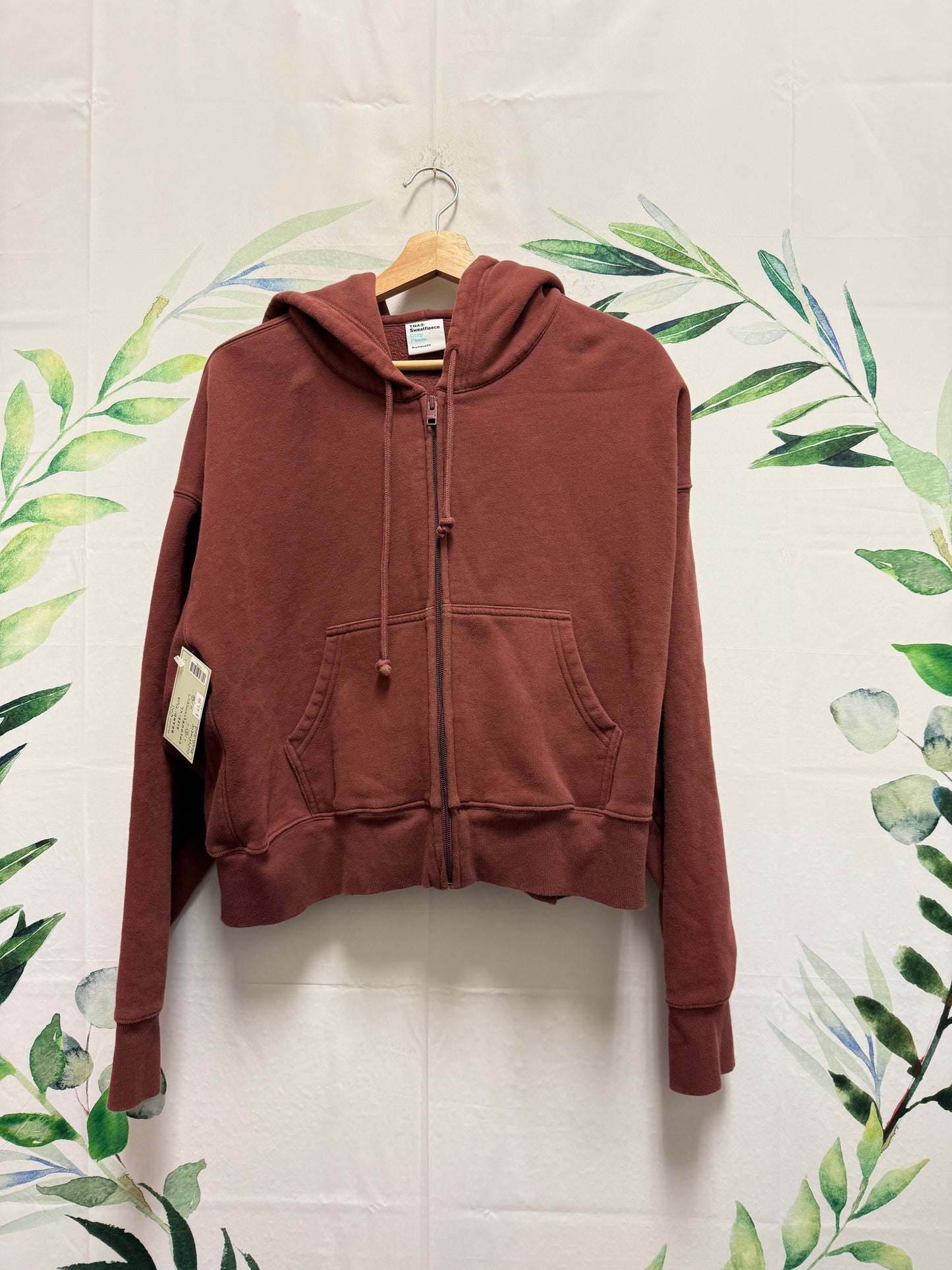 Aritzia TNA Cozyfleece Boyfriend Short Zip Up Hoodie (XL)