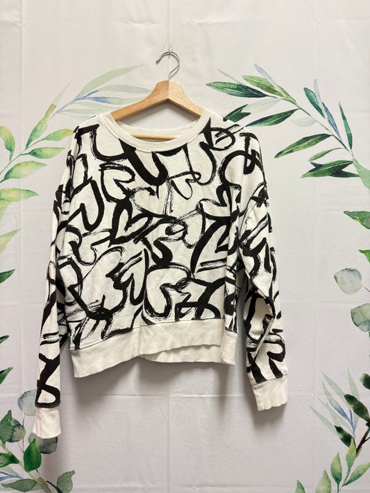 Anthropologie Maeve Printed Heart Crewneck (M)