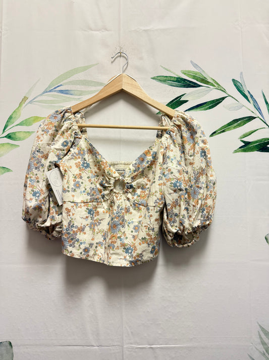 Abercrombie Puff Sleeve Crop Tee (S)