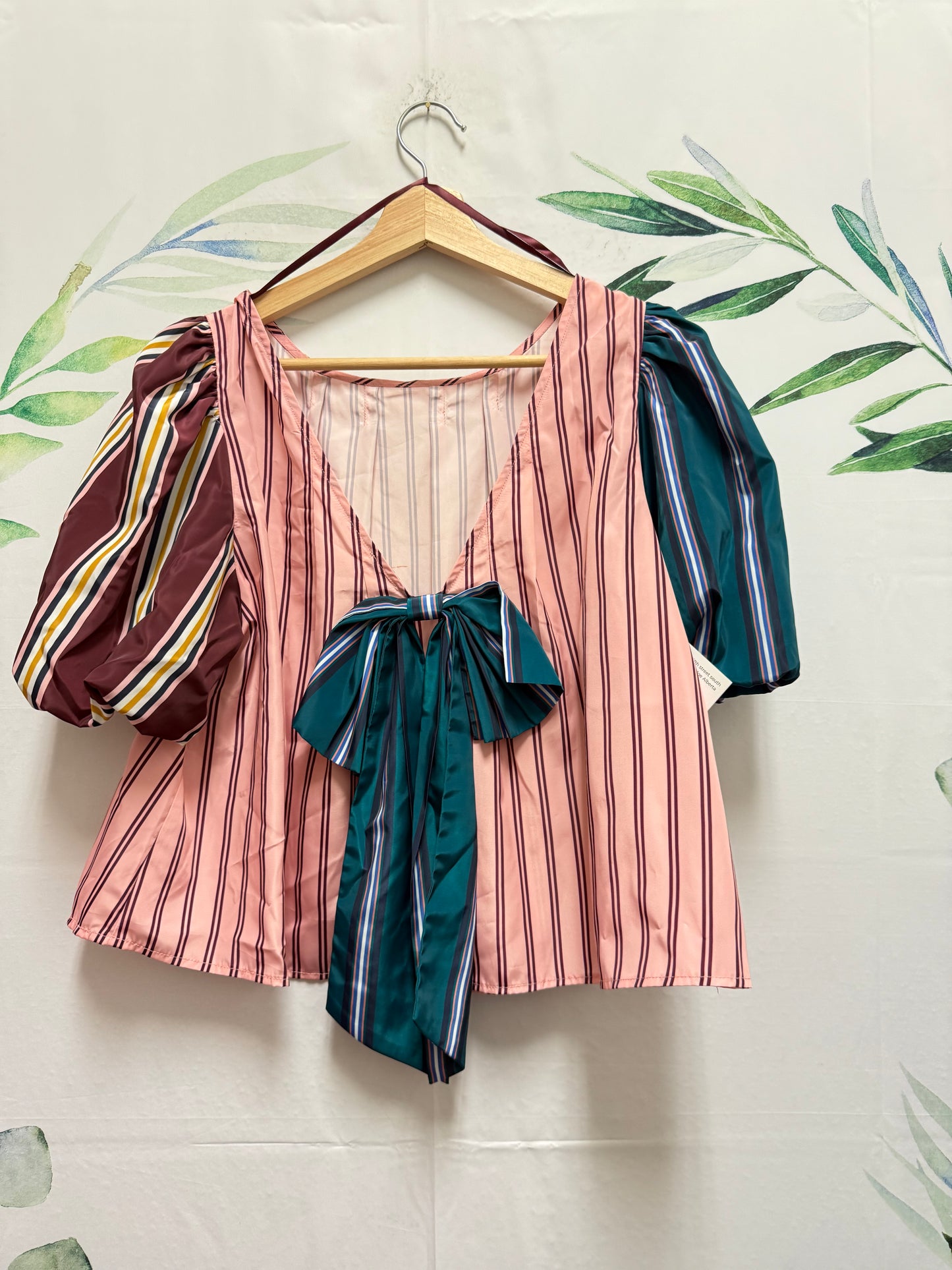 Anthropologie Maeve Taffeta Bow Swing Blouse (M)