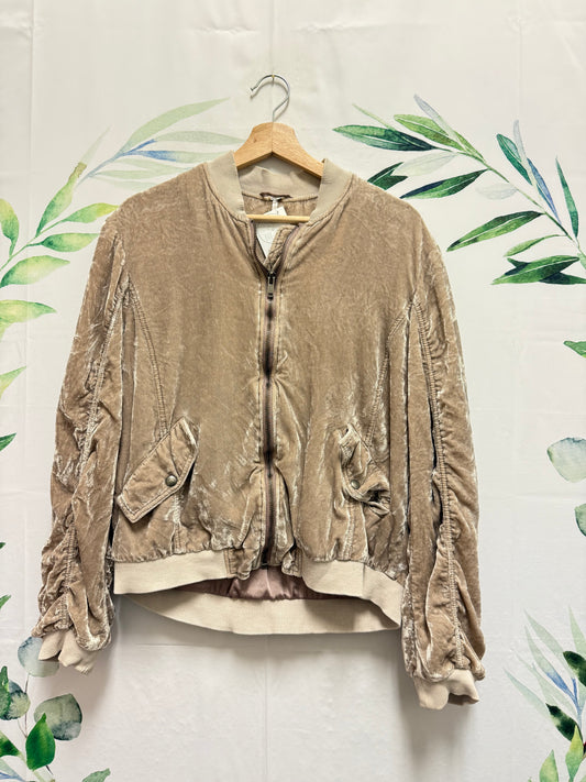 Free People Velvet Ruched Bomber (XS)