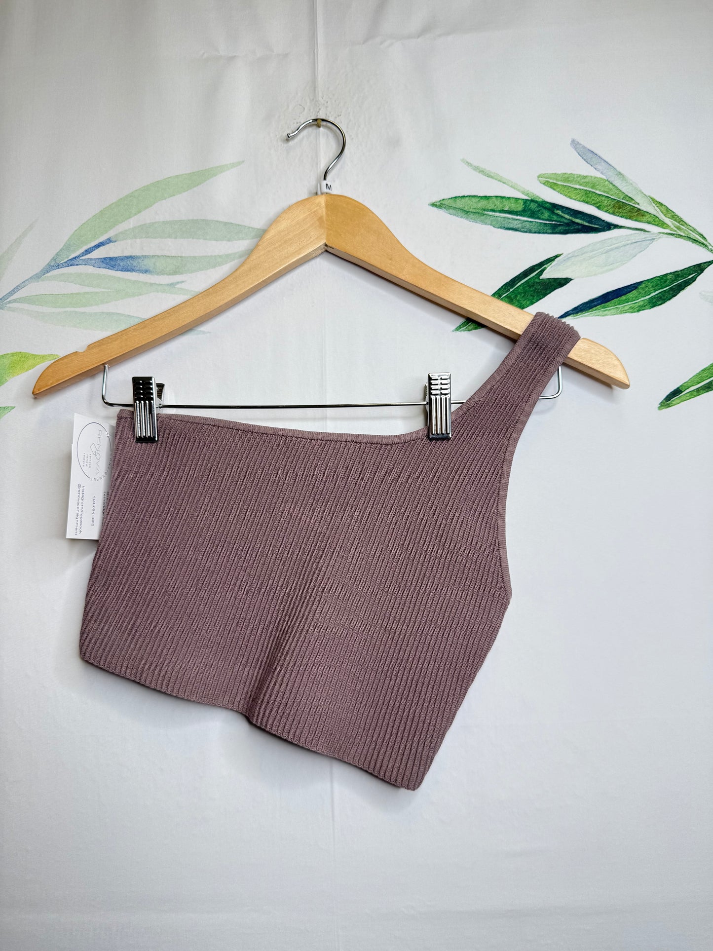 Aritzia Babaton Sculpt Knit One Shoulder Crop Tank (M)