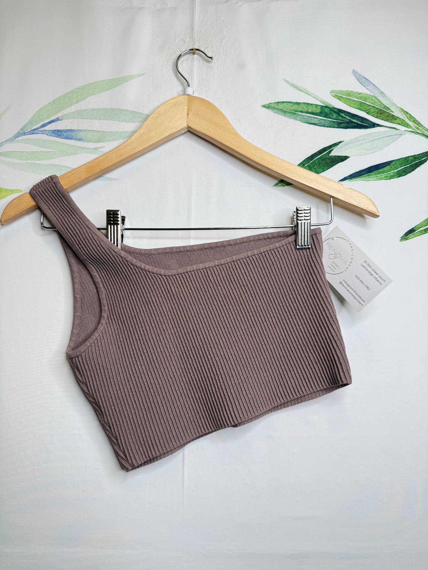 Aritzia Babaton Sculpt Knit One Shoulder Crop Tank (M)