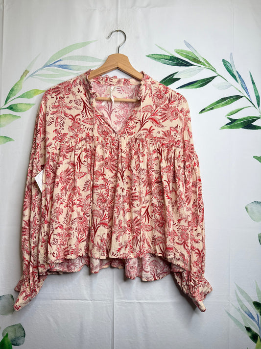 Anthropologie Tie Front Peasant Blouse (S)