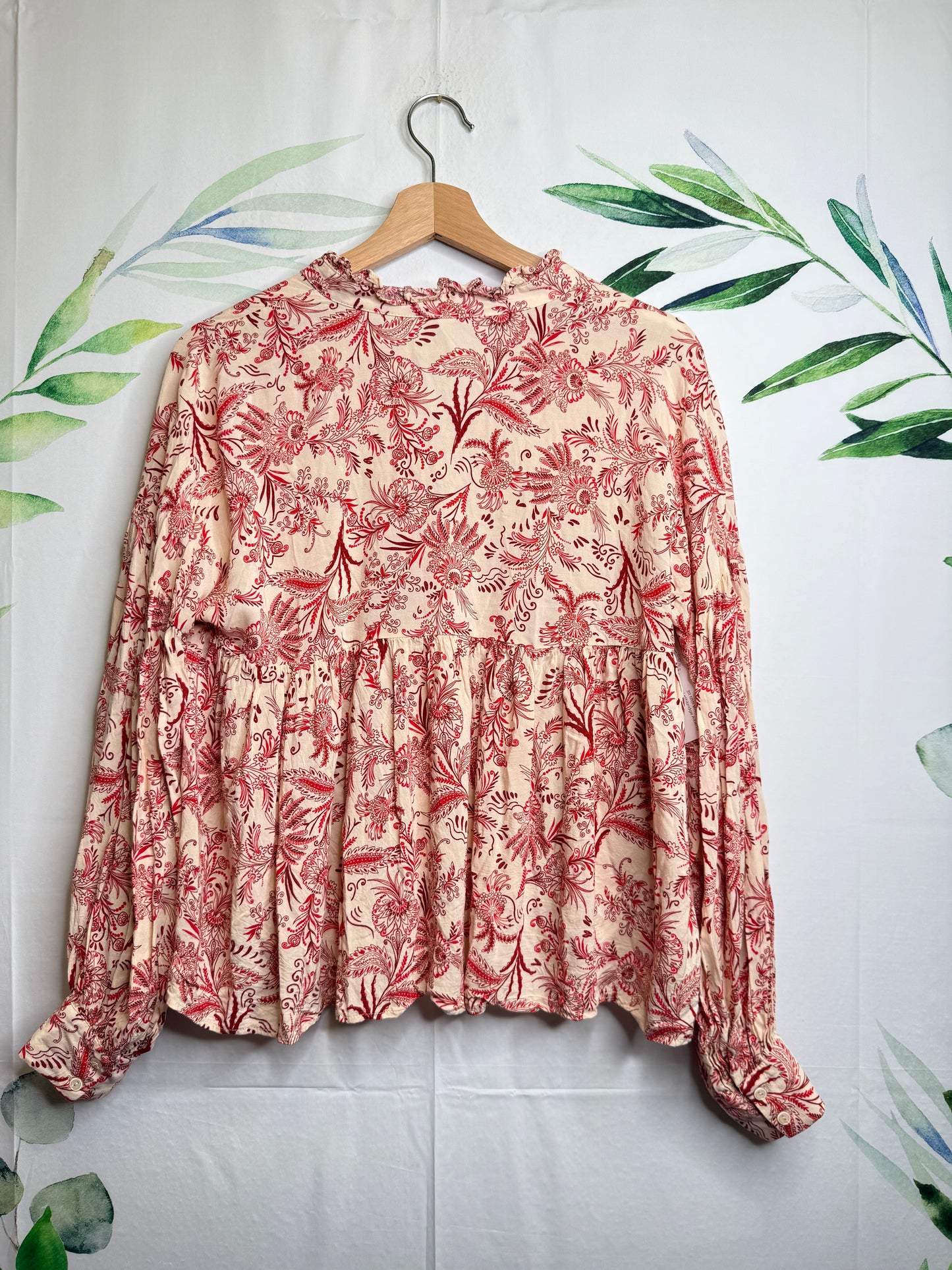 Anthropologie Tie Front Peasant Blouse (S)