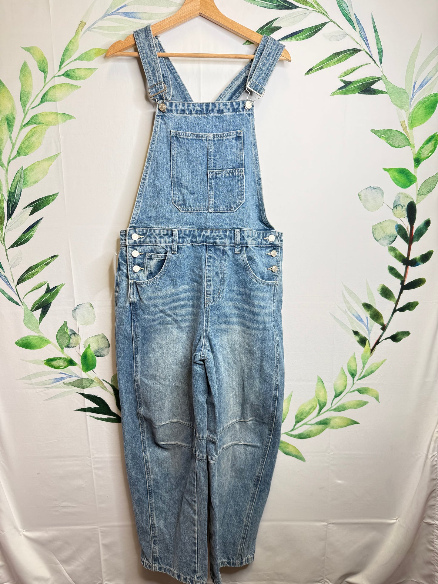 Aaron & Amber Relaxed Barrel Overalls (L)