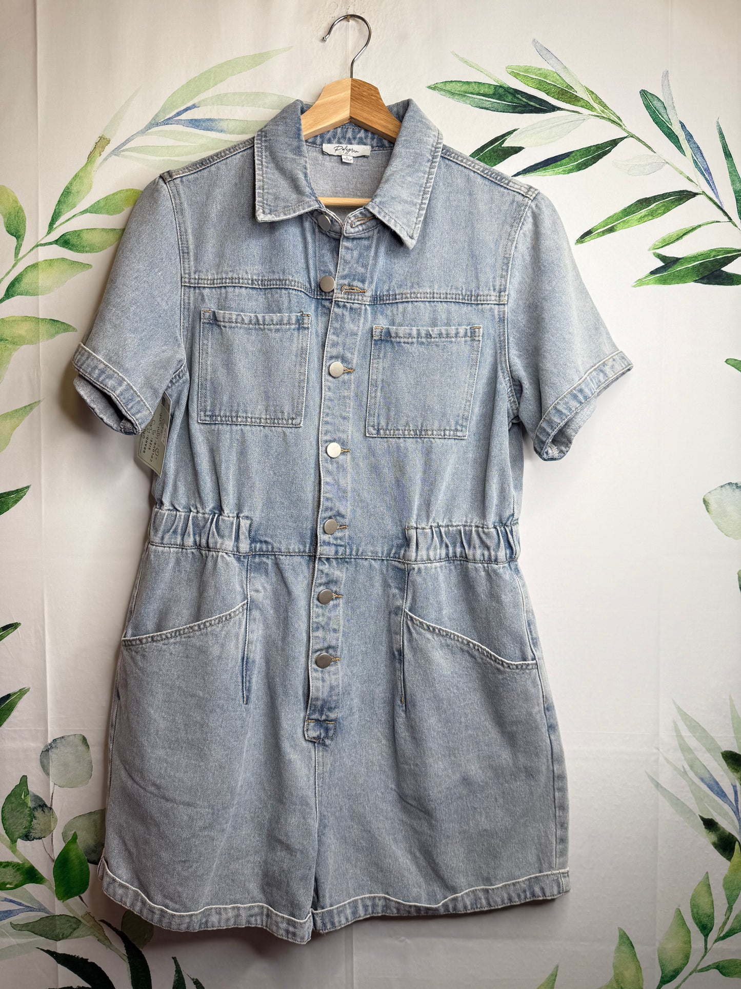 Polagram Denim Jumpsuit Romper (L)