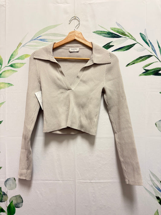 Aritzia Babaton Sculpt Knit Polo Longsleeve (M)