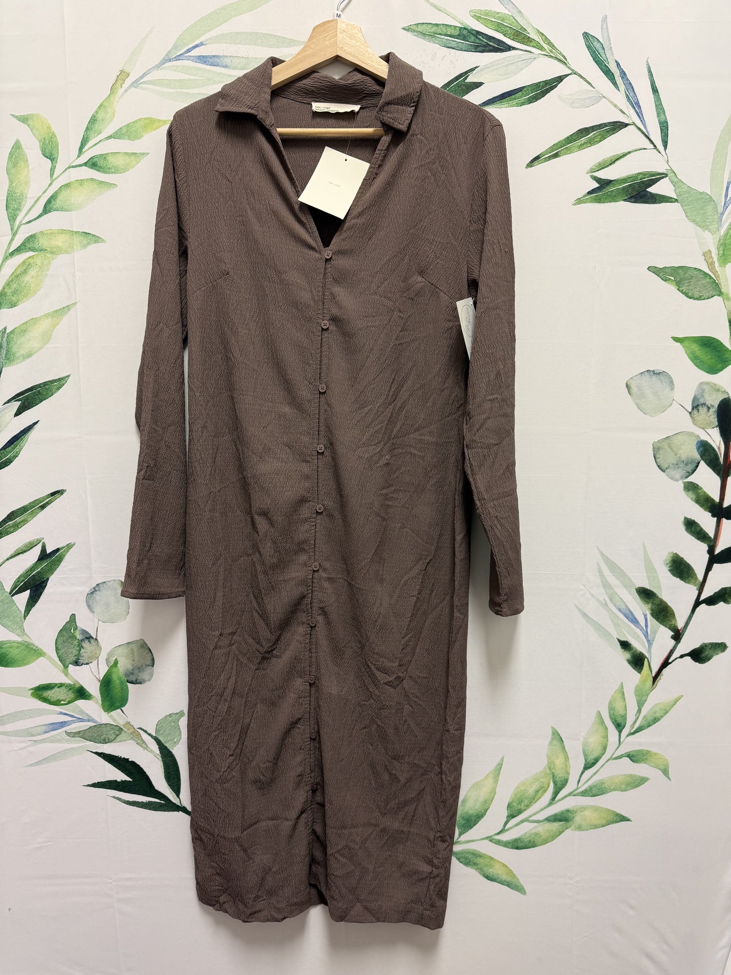 Oak & Fort Crinkled Shirt Dress (M)