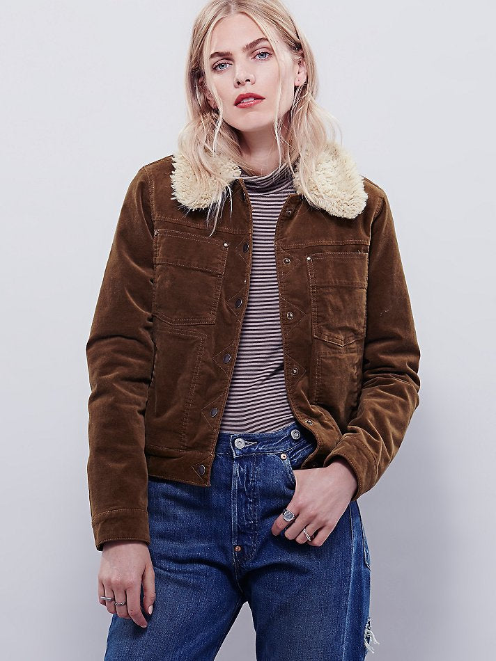 Free People Sherpa Lined Corduroy Jacket (M)