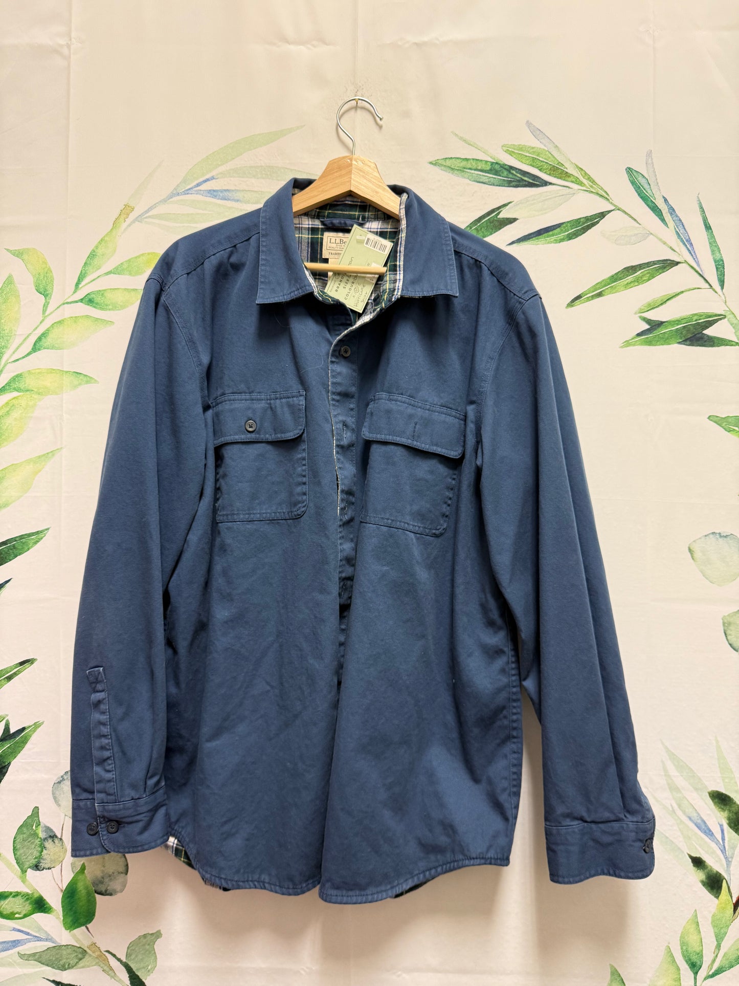 LL Bean Flannel Lined Hurricane Shirt (L)