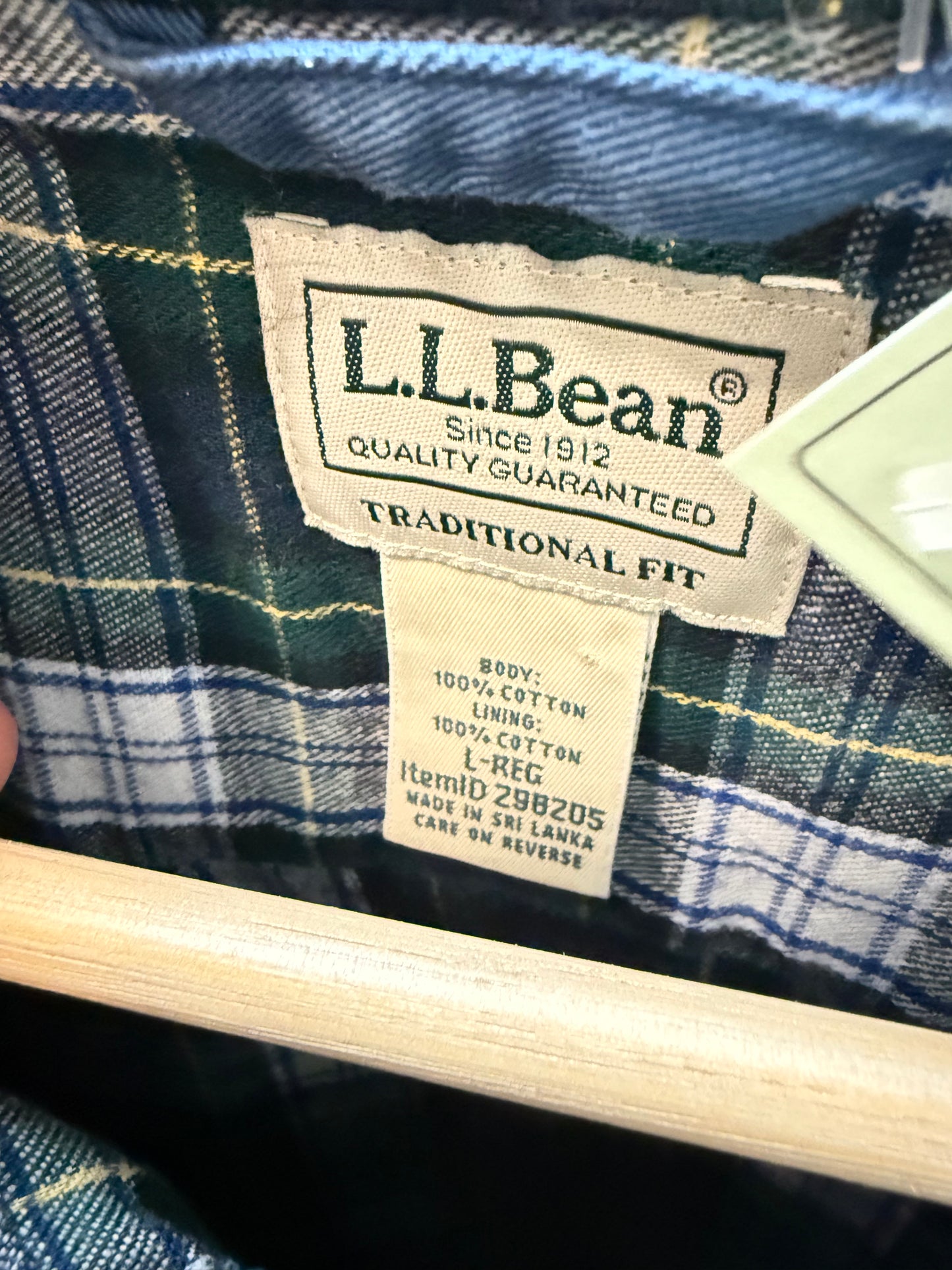 LL Bean Flannel Lined Hurricane Shirt (L)